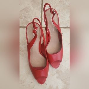 Kurt Geiger Red Cork Heeled Sandals Size 40